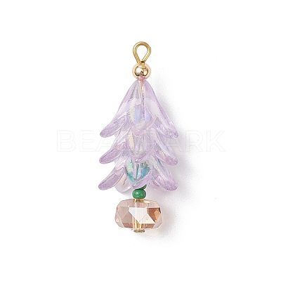 7Pcs 7 Colors Electroplate Glass Pendants PALLOY-MZ00985-1