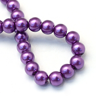 Baking Paint Pearlized Glass Pearl Round Bead Strands HY-Q330-8mm-37-1