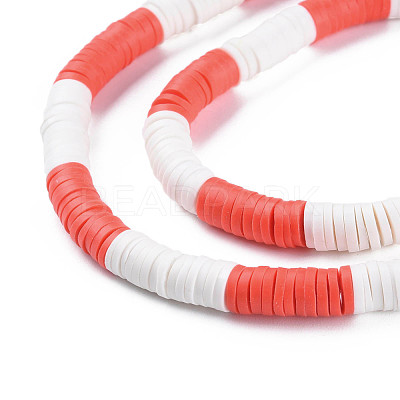 Fixed 2 Color Handmade Polymer Clay Bead Strands CLAY-S096-029M-1