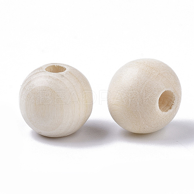Natural Unfinished Wood Beads WOOD-S651-A10mm-LF-1