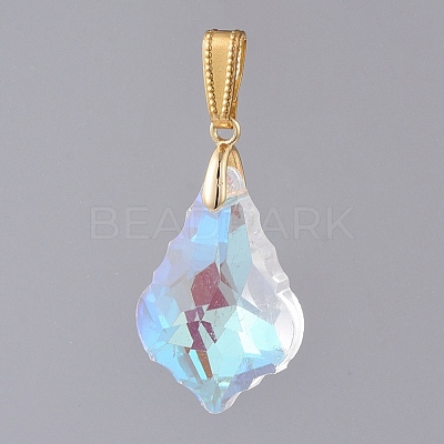 AB Color Plated Electroplate Glass Pendants PALLOY-JF00446-01-1