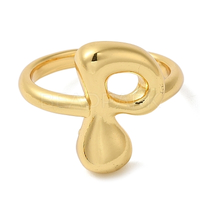 Initials Brass Open Cuff Ring for Women RJEW-N046-02P-G-1