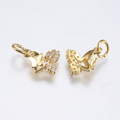 Brass Micro Pave Cubic Zirconia Charms RB-I077-08G-RS-1