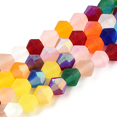 Imitate Austrian Crystal Bicone Frosted Glass Beads Strands EGLA-A039-T4mm-MB29-1