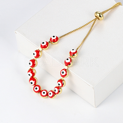 Brass Evil Eye Link Chains Slider Bracelet LU9837-1-1