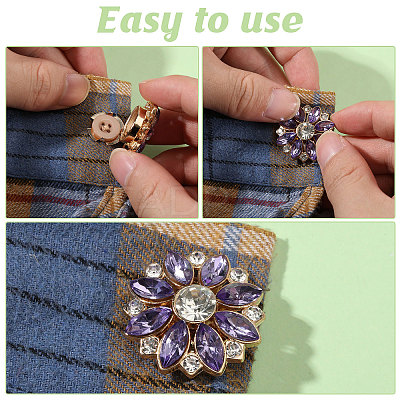 8Pcs 4 Colors Alloy Rhinestone Cufflinks BUTT-GL0001-02-1