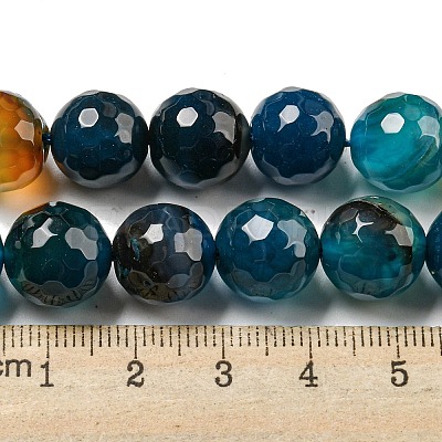 Faceted Natural Banded Agate Beads Strands G-F447-12mm-O08-1
