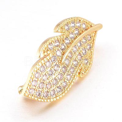 Leaf Brass Micro Pave Cubic Zirconia Enhancer Shortener Bails ZIRC-L055-18G-FF-1
