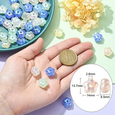 50Pcs UV Plating Rainbow Iridescent Acrylic Beads PACR-CJ0001-27-1