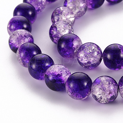 Baking Paint Transparent Crackle Glass Round Bead Strands DGLA-Q018-10mm-47-1