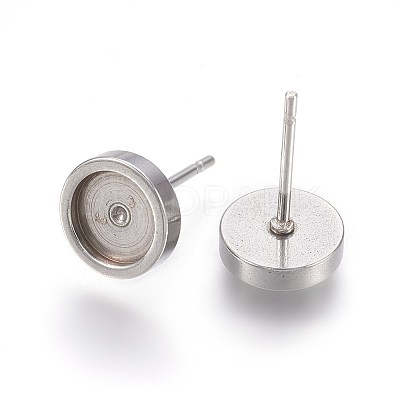 Tarnish Resistant 304 Stainless Steel Stud Earring Settings X-STAS-L219-02C-1