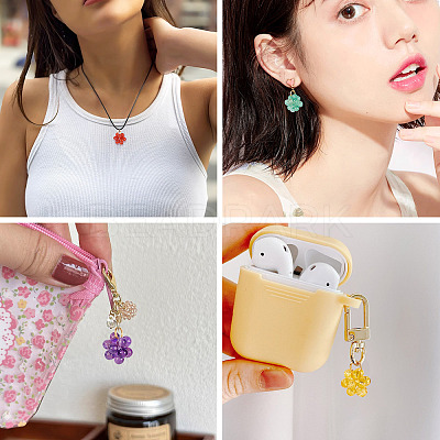 8Pcs 4 Style Glass Pendants PALLOY-TA00218-1