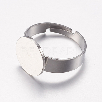 Tarnish Resistant Adjustable 304 Stainless Steel Finger Rings Components X-STAS-F149-20P-1