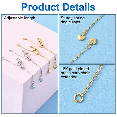 4Pcs 2 Colors Brass End Chains FIND-YW0010-34-1