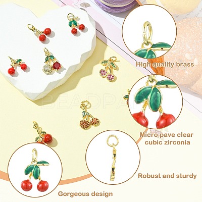 10Pcs 10 Styles Brass Micro Pave Cubic Zirconia Pendants KK-CJ0003-04-1