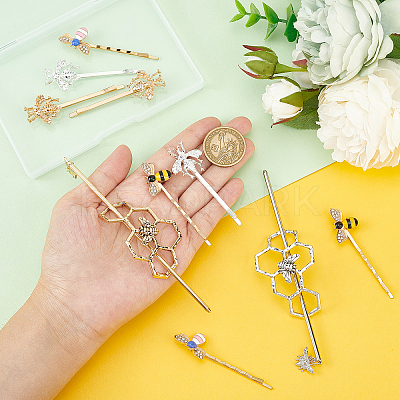 12Pcs 3 Style Hair Bobby Pins & 4 Sets 2 Color Alloy Hair Clips OHAR-PH0001-32-1