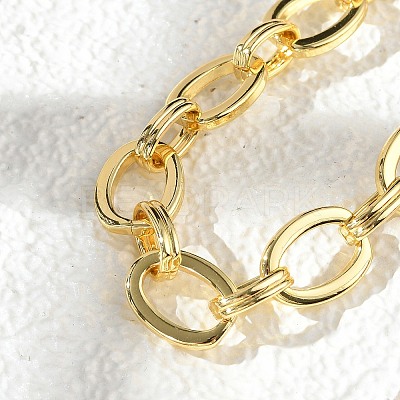 Brass Oval Link Chain Bracelets for Women Men BJEW-K273-10G-1