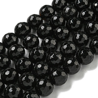 Faceted Natural Banded Agate Beads Strands G-F447-12mm-O09-1