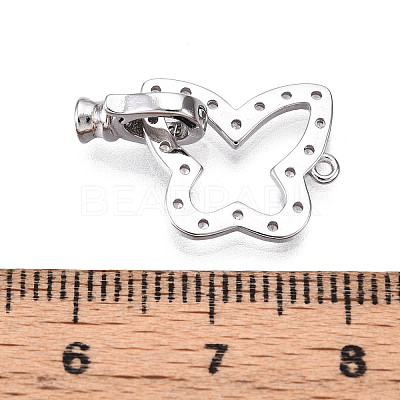 925 Sterling Silver Micro Pave Clear Cubic Zirconia Fold Over Clasps STER-T008-06P-1