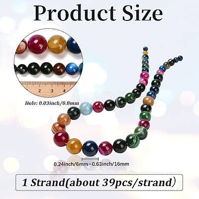 1 Strand Natural Banded Agate Graduated Beads Strands G-PA0002-04A-1