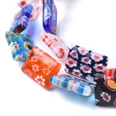 Rectangle Handmade Millefiori Glass Beads LK-R004-56-1