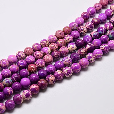 Natural Imperial Jasper Beads Strands G-I122-8mm-07-1