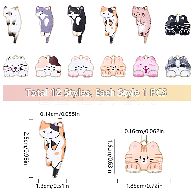 12Pcs 12 Styles Alloy Enamel Pendants FIND-YW0006-62-1