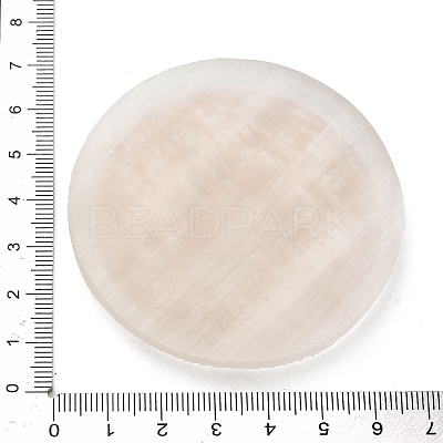 Flat Round Natural Selenite Slice Coasters AJEW-C042-01B-1