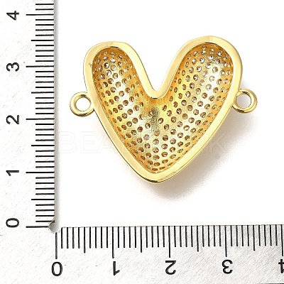 Rack Plating Brass Micro Pave Clear Cubic Zirconia Heart Links Connector Charm KK-P287-52G-01-1
