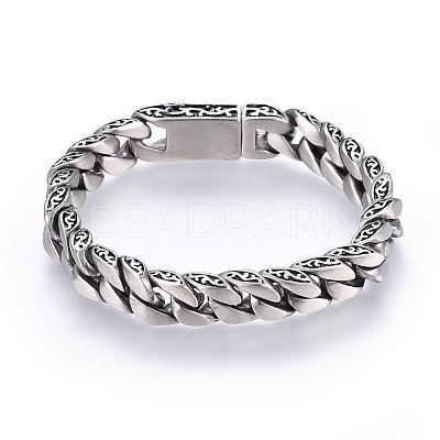 304 Stainless Steel Curb Chains Bracelets BJEW-E346-02AS-1