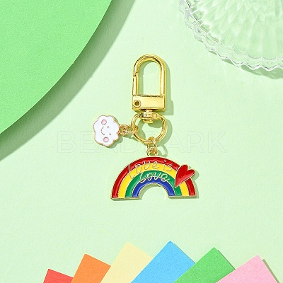 Rainbow Color Alloy Enamel Pendant Decorations HJEW-YW00001-02-1