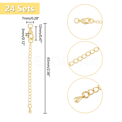 24 Sets Long-Lasting Plated Brass Chain Extender KK-UN0002-51-1
