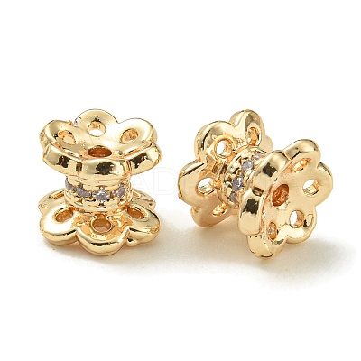 Rack Plating Brass Micro Pave Cubic Zirconia Beads KK-K386-06G-01-1