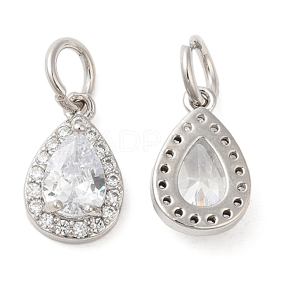 Rack Plating Brass Micro Pave Clear Cubic Zirconia Charms KK-Z026-10P-1