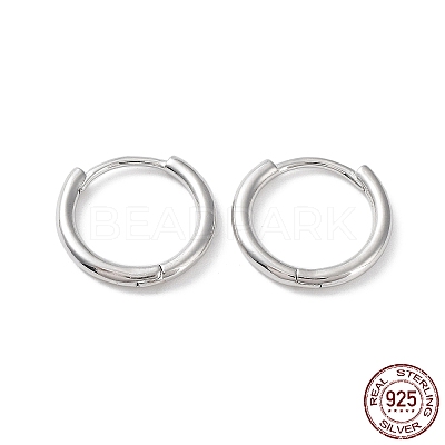 Rhodium Plated 925 Sterling Silver Huggie Hoop Earrings EJEW-K258-19C-P-1