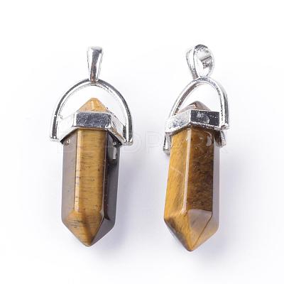 Natural Tiger Eye Double Terminated Pointed Pendants G-S240-11-1