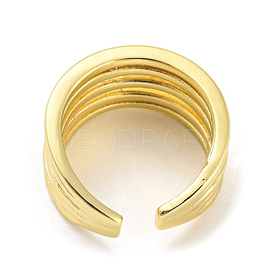 Brass Micro Pave Cubic Zirconia Open Cuff Ring RJEW-C033-08G-1