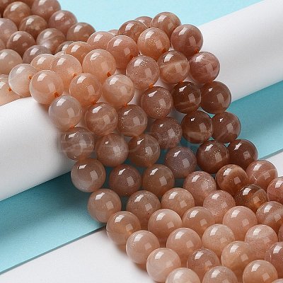 Round Natural Sunstone Beads Strands G-F222-33-8mm-1-1