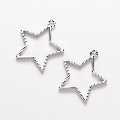 Rack Plating Alloy Star Open Back Bezel Pendants PALLOY-S047-40F-FF-1