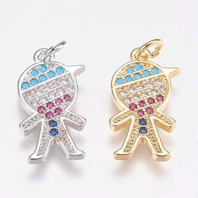 Brass Micro Pave Cubic Zirconia Pendants KK-I614-061-1