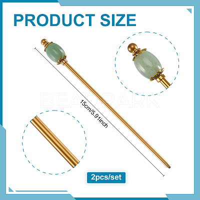 2Pcs Brass Hair Sticks OHAR-PH00003-1