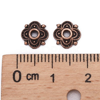 4-Petal Tibetan Style Alloy Flower Bead Caps LS-X-TIBE-S222-R-NR-1