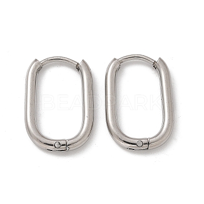 Non-Tarnish 304 Stainless Steel Oval Hoop Earrings X-EJEW-M218-02A-P-1