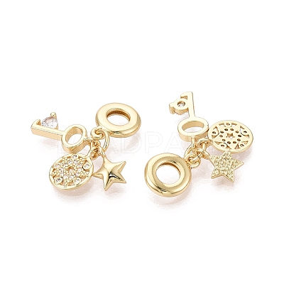 Brass Micro Pave Clear Cubic Zirconia European Dangle Charms KK-N287-33B-G-1