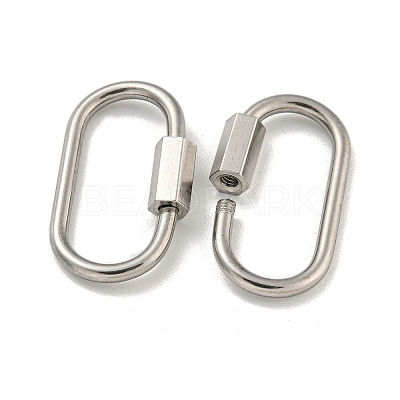 Non-Tarnish 304 Stainless Steel Screw Carabiner Lock Charms STAS-C092-05G-P-1