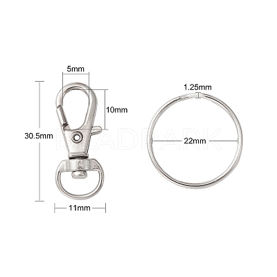25Pcs Alloy Swivel Lobster Claw Clasps PALLOY-CJ0003-02-1