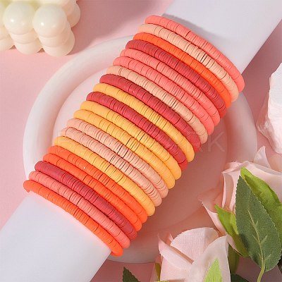 Polymer Clay Heishi Surfer Stretch Bracelets Set BJEW-SW00126-1