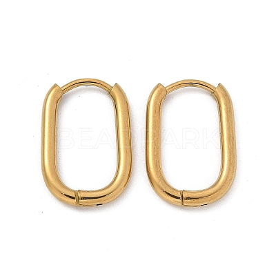 Ion Plating(IP) 304 Stainless Steel Oval Hoop Earrings X-EJEW-M218-02A-G-1