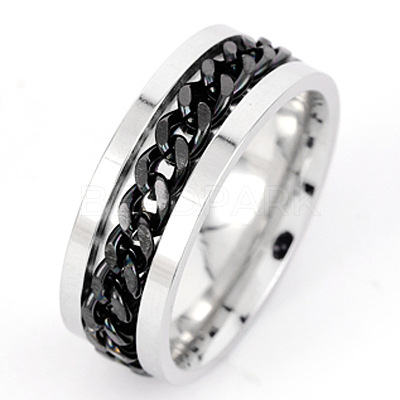 304 Stainless Steel Rotatable Chain Finger Rings for Men FS-WG60CA3-11-1
