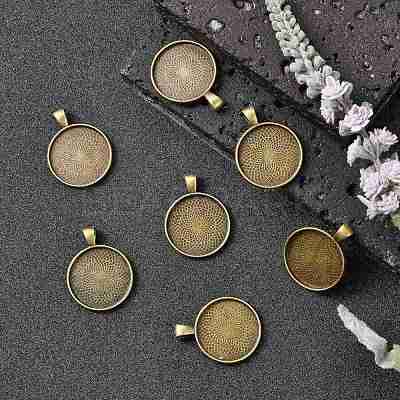 Tibetan Style Alloy Pendant Cabochon Settings TIBEP-Q045-048AB-NR-1